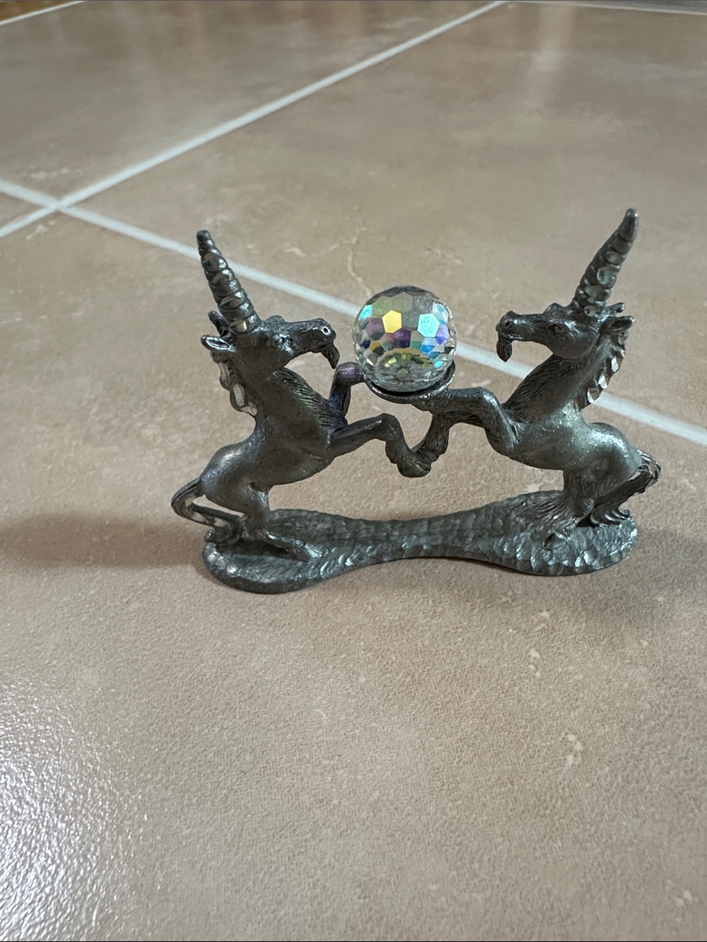 VTG Spoontiques Silver Unicorn Crystal Figurine Home Accent